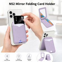 Portefeuille porte-cartes en cuir PU N52 MagSafe avec miroir et support compatible avec iPhone 16 15 aimant puissant vente en gros
