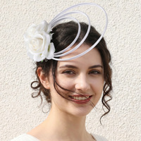 Accessoire de cheveux créatif en forme de nœud, en sinamay importé, coiffe de mariée unique ornée de plumes, pour mariages, banquets et bals de promo