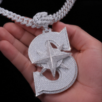 Nuevo Colgante de Plata de Ley 925 con Moissanita y Letra S Personalizada, Estilo Hip Hop, Joyería 3D con Incrustaciones de Diamantes para Hombre, para Fiestas