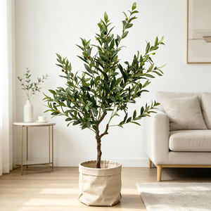 Arbre d'<span class=keywords><strong>olivier</strong></span> artificiel haut de gamme de 130 cm (4 pieds) en pot, réaliste, pour la décoration d'angle de bureau - Product Image 1