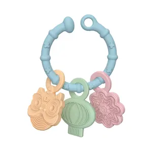 Großhandel BPA Free Chewable Sensory Toys Beiß spielzeug Baby Beiß ringe Silikon Beißring