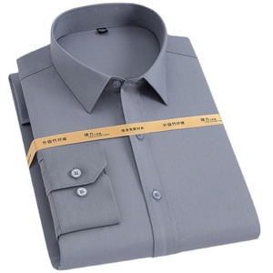 Camicia da uomo in fibra di bambù, a maniche lunghe, elastica, antipiega, <span class=keywords><strong>professionale</strong></span>, tinta unita, slim-fit, da lavoro. - Product Image 6