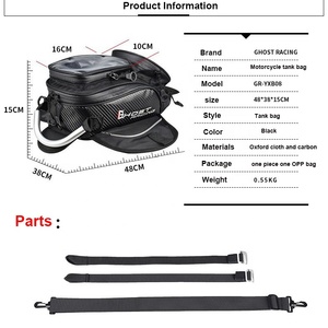<span class=keywords><strong>Sacoche</strong></span> de réservoir universelle pour moto 6,8'' noire en tissu Oxford imperméable avec aimants et grande fenêtre - Product Image 3