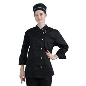 Fábrica restaurante Hotel panadería cocina Chef Ejecutivo uniforme abrigos largo negro chef chaqueta - Product Image 3