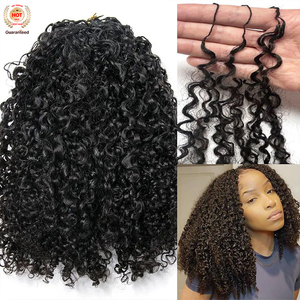 Capelli Umani Birmani <span class=keywords><strong>Ricci</strong></span> 15A per Crochet, Pre-Separati con Effetto Sfumato, Morbidi Estensioni Micro Twist - Product Image 2