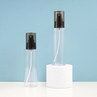 Flacon pulvérisateur en plastique transparent personnalisé en gros, 120 ml, emballage cosmétique vide, pulvérisateur à pompe pour parfum, shampoing, lotion, noir