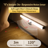 Lumière LED à détecteur de mouvement sans fil, lumière nocturne LED rechargeable de type C, lampe de placard, lampe de garde-robe, rétroéclairage d'escalier pour la cuisine
