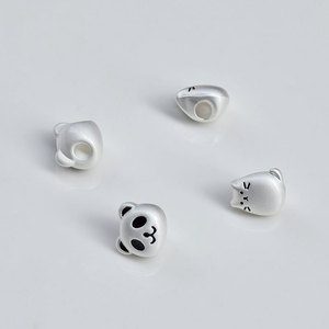 <b>Cute</b> 3D Matte Silver Panda Cat Beads Zinc Alloy Plated Scattered Beads For DIY Hair Accessories <b>Bracelet</b> Kit Chinese Style - Product Image 4