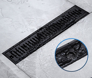 OEM Custom Black Stainless Steel Bathroom Floor Drain Anti-Odor Rectangle Shower Drain with Modern Design for Hotels - Product Image 2