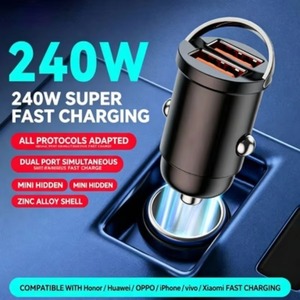 ที่ชาร์จในรถยนต์ขนาดเล็ก 240W แบบคู่ 12V 24V อะแดปเตอร์ชาร์จ USB พกพา สำหรับเดินทางโดยรถยนต์ - Product Image 4