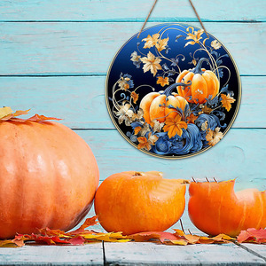 Decoración de pared de madera estilo rústico con calabaza, espantapájaros y hojas de arce para el festival de la cosecha de otoño, en stock. - Product Image 2