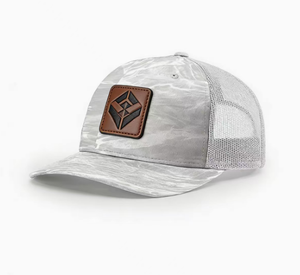 หมวกเบสบอลแบบโค้ง 6 แผง ลายพรางแบบกำหนดเอง หมวกแก๊ปตาข่ายผ้าฝ้ายลายพรางแบบ Snapback Richardson 112 หมวก Trucker พร้อมแผ่นหนัง - Product Image 3