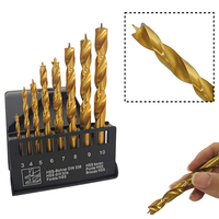 Ensemble de forets revêtus de titane en acier rapide HSS tige ronde 3mm-10mm foret hélicoïdal à poignée hexagonale