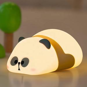 Lampu malam tidur di perut Panda untuk anak, lampu meja LED isi ulang daya USB Sentuh lampu Panda silikon lucu - Product Image 1