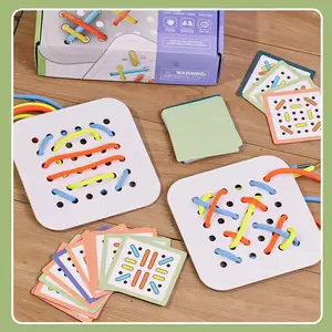 केएसएफ नव डिज़ाइन किया गया बच्चों के लिए प्रारंभिक शिक्षा गेम टाई शूलेस लेसिंग कार्ड पहने हुए रस्सियाँ खिलौने व्यस्त बोर्ड