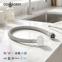 Tuyau d'alimentation en eau flexible en PVC tressé en acier inoxydable PPW au design moderne pour toilettes et lavabo, diamètre intérieur 1/2 pouce