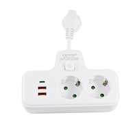 Multiprise portable ignifuge Schuko 2 prises avec USB à charge rapide en PC/ABS pour voyage et usage domestique