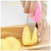 Coupe-frites manuel en acier inoxydable à lame ondulée dentelée, style fleur coupée, pour faire des frites en bâtonnets