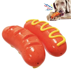 Akustischer Hunde biss kleber Backenzahn Reinigungs zahnbürste Hot Dog gegrillte Wurst Hundes pielzeug Haustier bedarf