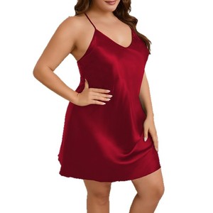 <span class=keywords><strong>Camicia</strong></span> <span class=keywords><strong>da</strong></span> <span class=keywords><strong>Notte</strong></span> Estiva Taglie Forti per Donna, Scollo a V, Traspirante, Fresca, Comoda, in Simil-Seta Tinta Unita - Product Image 5