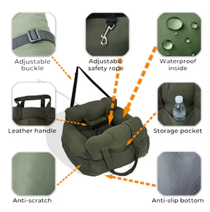 Siège rehausseur pour chat et chien de style luxe moderne, en tissu Oxford imperméable, avec support pour siège de voiture, facile à nettoyer, lavable, motif uni, pour usage extérieur - Product Image 4