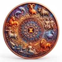 Pièce de monnaie en cuivre pur 999 de 5 oz, Capricorne, série 12 signes du zodiaque, 3D UV, colorée, en relief, édition créative pour collectionneurs