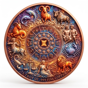 Moneda de Cobre Puro 999 de 5 oz, <span class=keywords><strong>Capricornio</strong></span>, Serie <span class=keywords><strong>12</strong></span> Signos del Zodíaco, Colorida en 3D con UV, Alto Relieve, Edición Coleccionista Creativa - Product Image 3