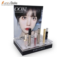 Présentoir de bureau de conception personnalisée en gros avec présentoir cosmétique de maquillage de parfum de lumière de LED pour le magasin de détail
