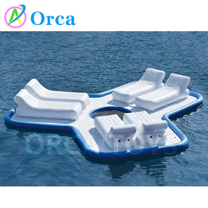 Offre Spéciale pont flottant <span class=keywords><strong>gonflable</strong></span> <span class=keywords><strong>6</strong></span> <span class=keywords><strong>places</strong></span> conception personnalisée point de goutte matériel eau île flottante Portable - Product Image 1