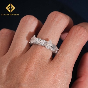 Bague pour homme ZUANFA JEWELRY, style hip-hop, entièrement pavée de diamants de laboratoire ronds et en forme de poire, effet glacé - Product Image 5
