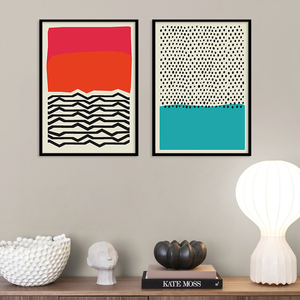 Vente en gros bas prix Mid-century moderne abstrait couleur bloc ligne affiches et impressions toile art peinture pour salon décor - Product Image 6