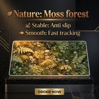Tapis de souris de jeu style Mori, tapis de bureau, illustration botanique de mousse de fougère, RPET antidérapant, 800 x 400 x 3 mm