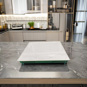 Table de cuisson à <span class=keywords><strong>induction</strong></span> <span class=keywords><strong>blanche</strong></span> à 4 brûleurs 9 niveaux de puissance Verrouillage enfant Cuisinière électrique portable Prise intégrée Application au gaz 110V-220V - Product Image 1