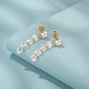 CANNER 2023 Boucles d'oreilles en or 18 carats avec griffes de diamant, ensembles de boucles d'oreilles créoles à longue chaîne, boucles d'oreilles à maillons avec pierres précieuses brutes, boucles d'oreilles clous cubains à pampilles en zircon cubique - Product Image 3