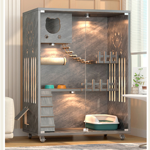 Solid <b>Wooden</b> Household Cabinet <b>House</b> Kitty Pet Indoor Luxury Villa - Product Image 4