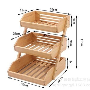 Two Tier Bamboo Bread <b>Storage</b> Rack Rectangle 2 Compartments Multifunctional <b>Kitchen</b> Countertop Organizer - Product Image 4