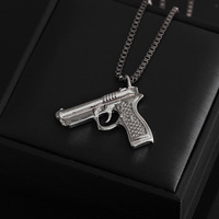 Colliers avec pendentif pistolet à main pour hommes, collier de motard, couleur or noir, bijoux Hip Hop colar, vente en gros