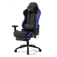 Échantillon gratuit Coussin épais Chaise de jeu de course de luxe Chaise de jeu sur ordinateur en cuir PU Chaise de jeu de course RVB avec repose-pieds