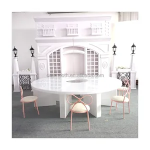Мебель для свадьбы, детского мероприятия, белый акриловый детский обеденный стол и стул, набор для детской вечеринки
