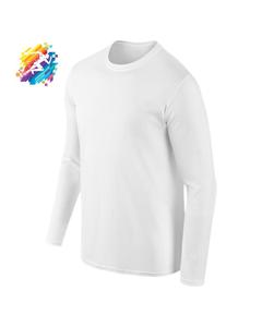 Custom Printed 100% Cotton Men's <b>White</b> <b>Long</b> <b>Sleeve</b> <b>T</b>-<b>Shirt</b>-Eco-Friendly Breathable Striped Casual Design - Product Image 2