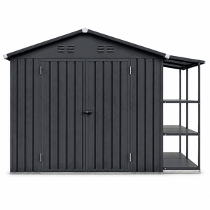 Extra Spacious 12*10ft Heightened Galvanized Double Door Metal Shed Lockable <strong>Unit</strong> For <strong>Backyard</strong> Garden <strong>Storage</strong> - Product Image 3