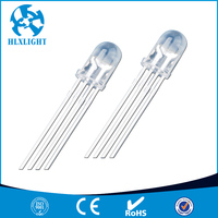 Diode LED RGB HLX 5 mm, puce InGaN, vert, bleu, rouge, 4 broches DIP, lentille transparente, multicolore, contrôlable, 5 V, 0,06 W, angle de vision de 20 degrés