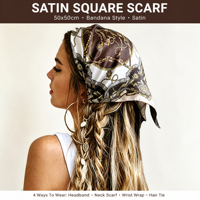 Bandana en satin en gros pour foulard carré de 50x50cm, mode féminine, pour le cou, les cheveux, les sacs, en stock, sur mesure, OEM ODM 1060
