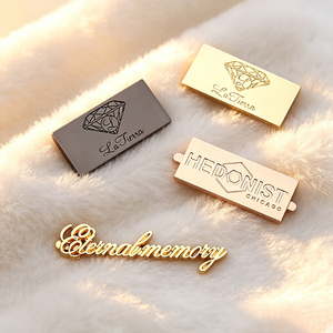 Custom Engraving Metal <b>Name</b> <b>Tags</b> Private Brand Sewable Metal Logo Plates Decorative Metal Labels for Bags & Garments - Product Image 2