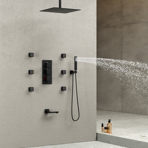 Phòng Tắm Giấu 10 Inch Shower Head Chải Vàng Vòi Hoa Sen Vòi 4 Cách Hoàn Chỉnh Tĩnh Nhiệt Lượng Mưa Hệ Thống Vòi Hoa Sen Set - Product Image 4