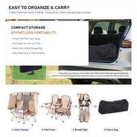 Chaise de camping double pliable robuste avec parasol amovible, canapé d'extérieur portable avec sac isotherme pour barbecue en plein air