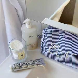 Wholesale Stripe Makeup <b>Bag</b> Striped <b>Toiletry</b> <b>bag</b> striped canvas jacquard canvas embroidered Logo - Product Image 3