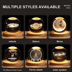 Lámpara de Noche Moderna con Bola de Cristal K9 con Diseño 3D de Nebulosa Lunar del Sistema Solar y Luz LED - Product Image 5