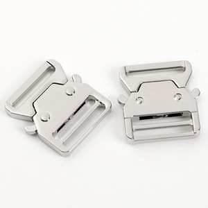 Hebilla metálica de doble punta, aleación de zinc, plateada, ajustable, para cinturón, accesorio para mochila DZQ448-25 - Product Image 1