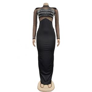 Vestidos Maxi de Festa Elegantes para Mulheres com Detalhes em Diamante Transparente Novo de 2025 - Product Image 2